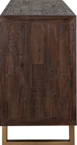 Casa Padrino Luxus Sideboard Braun / Messing 180 x 45 x H. 86 cm - Massivholz Schrank mit 4 Türen - Wohnzimmer Möbel - Wohnzimmer Einrichtung - Luxus Möbel - Luxus Einrichtung