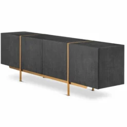 Casa Padrino Luxus Sideboard Schwarzgrau / Messing 225,5 cm - Luxus Möbel