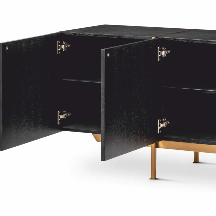 Casa Padrino Luxus Sideboard Schwarzgrau / Messing 225,5 cm - Luxus Möbel