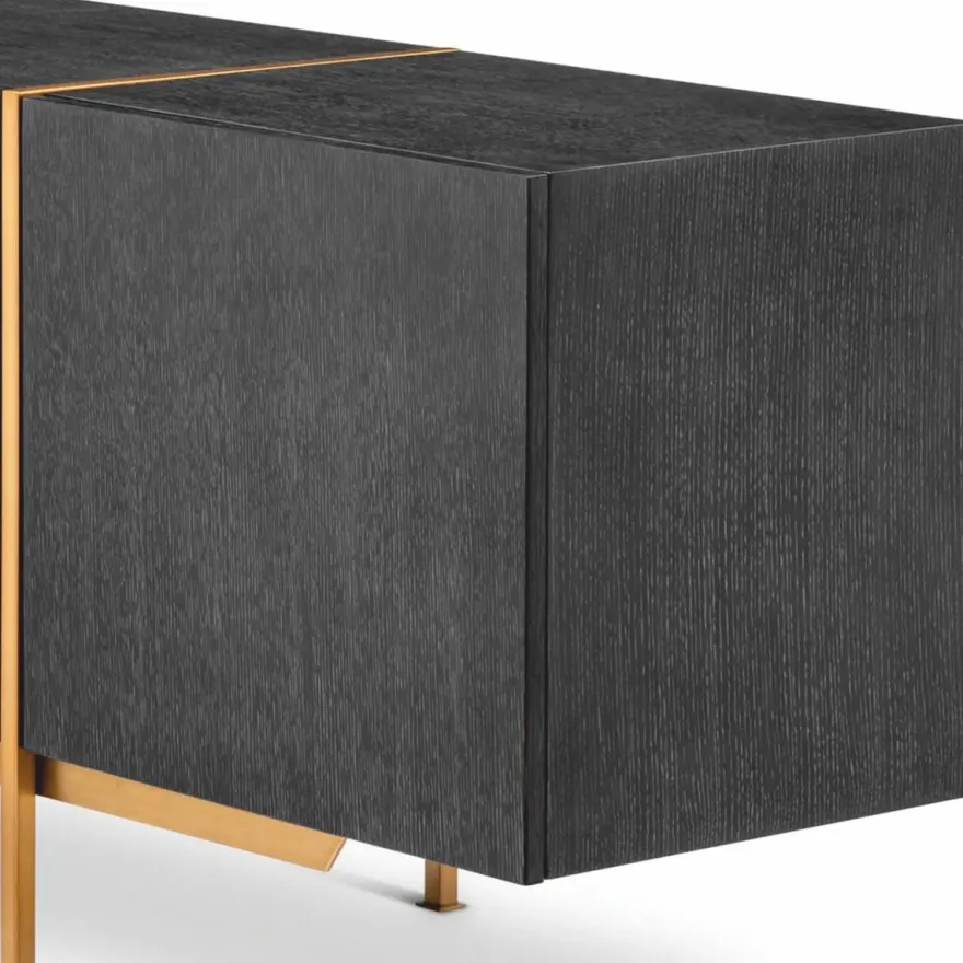 Casa Padrino Luxus Sideboard Schwarzgrau / Messing 225,5 cm - Luxus Möbel
