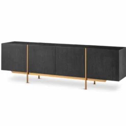 Casa Padrino Luxus Sideboard Schwarzgrau / Messing 225,5 cm - Luxus Möbel