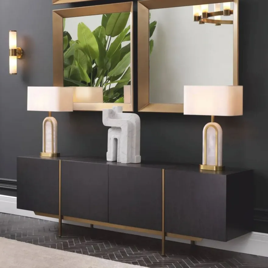 Casa Padrino Luxus Sideboard Schwarzgrau / Messing 225,5 cm - Luxus Möbel
