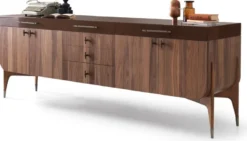 Casa Padrino Luxus Sideboard Braun / Dunkelbraun 230 x 60 x H. 82 cm - Massivholz Schrank mit 6 Schubladen und 4 Türen - Esszimmer Möbel - Luxus Möbel - Luxus Einrichtung