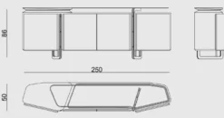 Casa Padrino Luxus Sideboard Grau / Silber 250 x 50 x H. 86 cm - Massivholz Schrank mit 4 Türen und Glasplatte - Luxus Möbel - Hotel Möbel - Luxus Einrichtung