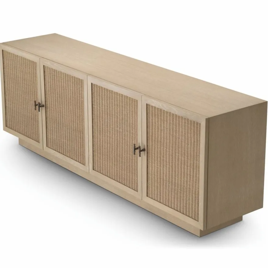Casa Padrino Luxus Sideboard mit 4 Türen Beige / Bronze 220 cm - Luxus Möbel