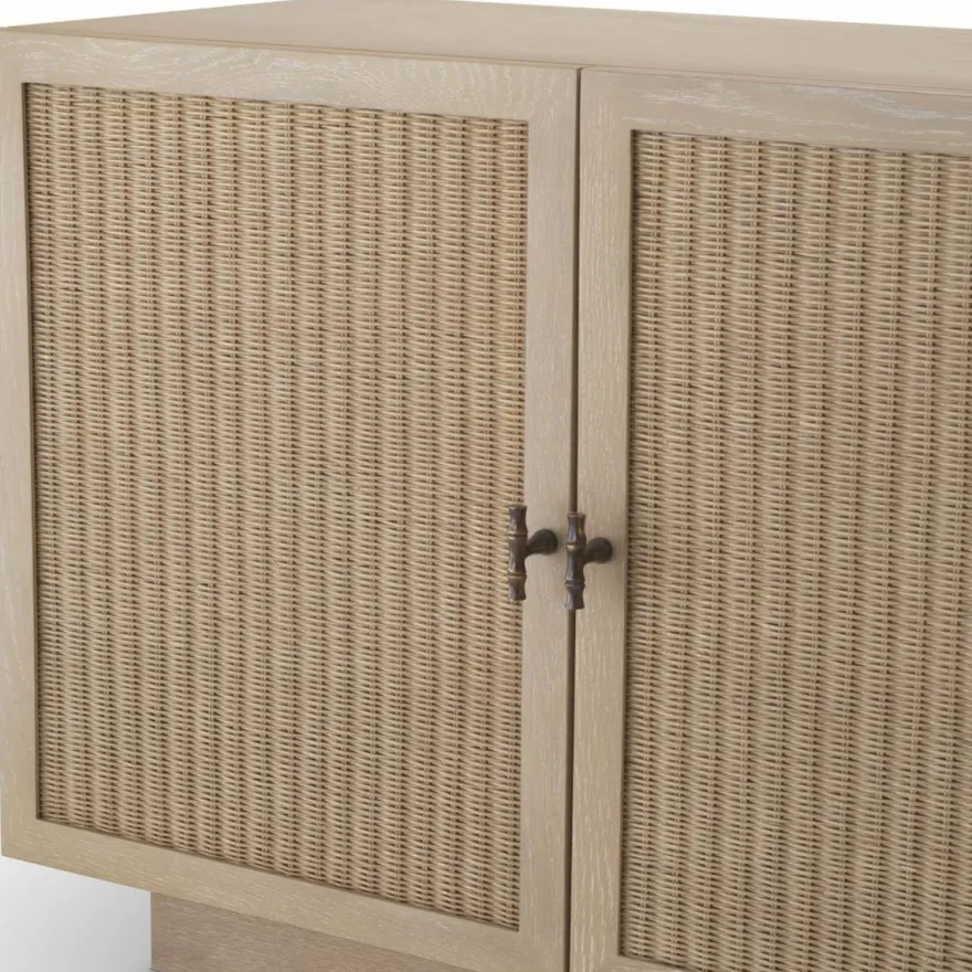 Casa Padrino Luxus Sideboard mit 4 Türen Beige / Bronze 220 cm - Luxus Möbel
