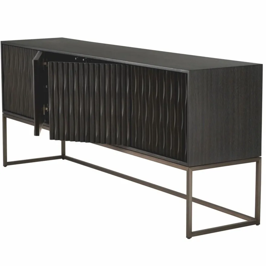 Casa Padrino Luxus Sideboard Schwarzgrau / Bronze 200 cm - Luxus Möbel