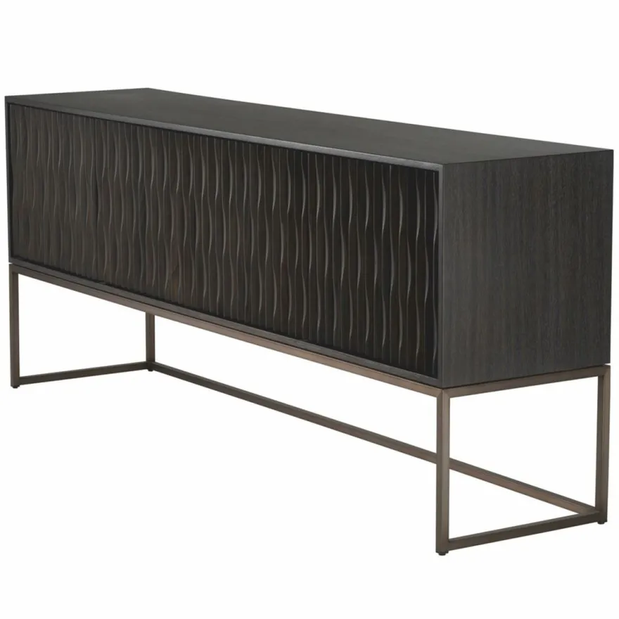 Casa Padrino Luxus Sideboard Schwarzgrau / Bronze 200 cm - Luxus Möbel