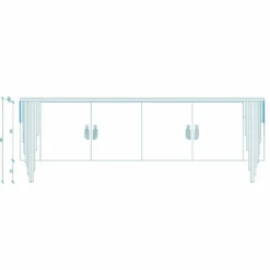Casa Padrino Luxus Sideboard mit 4 Türen und Kunstmarmor Platte Weiß / Gold / Schwarz 251,2 cm - Luxus Hotel & Esszimmer Möbel
