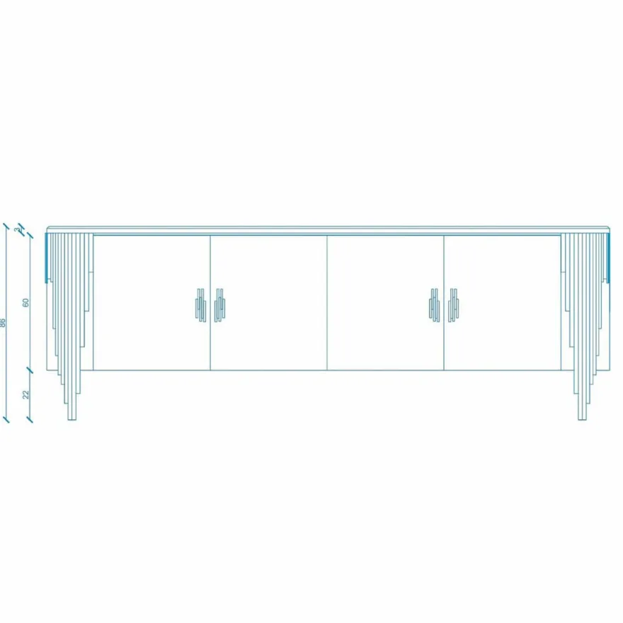 Casa Padrino Luxus Sideboard mit 4 Türen und Kunstmarmor Platte Weiß / Gold / Schwarz 251,2 cm - Luxus Hotel & Esszimmer Möbel