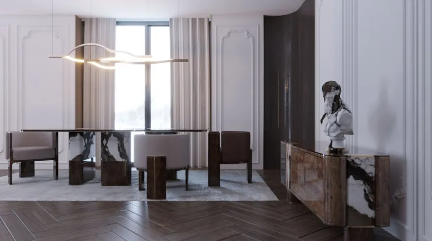 Casa Padrino Luxus Sideboard Braun / Weiß / Schwarz / Messing 230 cm