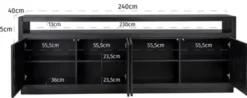Casa Padrino Luxus Sideboard Schwarz 240 x 40 x H. 85 cm - Massivholz Schrank mit 4 Türen - Wohnzimmer Möbel - Wohnzimmer Einrichtung - Luxus Möbel - Luxus Einrichtung