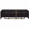 Casa Padrino Luxus Sideboard mit 4 Türen Schwarz / Messing 220 cm - Luxus Möbel - Luxus Interior