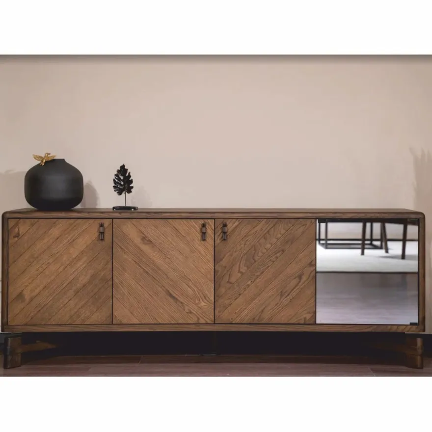 Casa Padrino Luxus Sideboard mit 4 Türen Braun 210 cm - Luxus Möbel