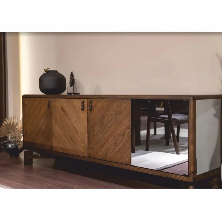 Casa Padrino Luxus Sideboard mit 4 Türen Braun 210 cm - Luxus Möbel