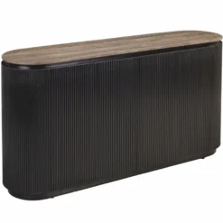 Casa Padrino Luxus Sideboard mit 2 Türen und Travertinplatte Dunkelbraun / Braun 160 cm