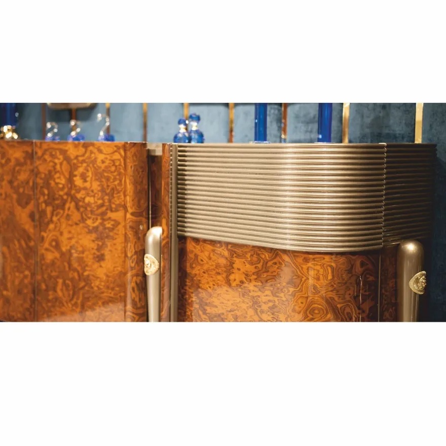 Casa Padrino Luxus Sideboard mit 4 Türen Braun / Grau / Gold 251,5 cm - Luxus Möbel
