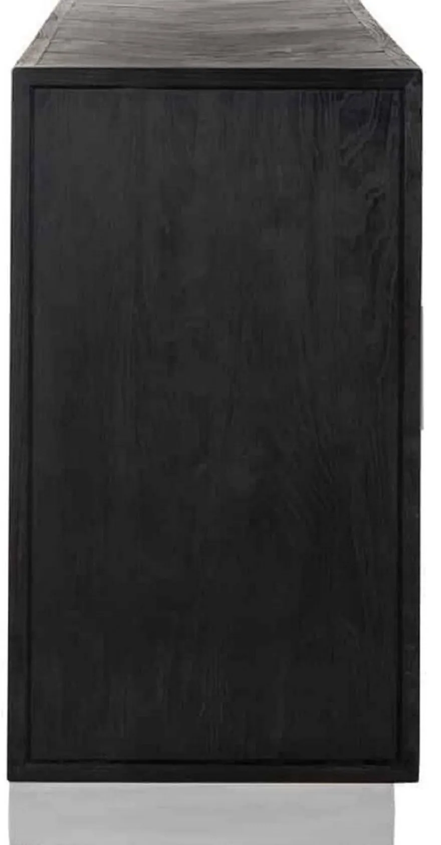 Casa Padrino Luxus Sideboard Schwarz / Silber 160 x 45 x H. 86 cm - Massivholz Schrank mit 4 Türen - Wohnzimmer Möbel - Hotel Möbel - Luxus Kollektion