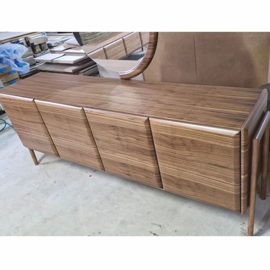 Casa Padrino Luxus Sideboard mit 4 Türen und Spiegel Braun 220 cm - Luxus Möbel
