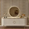 Casa Padrino Luxus Sideboard Weiß / Gold 210 x 52 x H. 78 cm - Edler Massivholz Schrank mit 4 Türen - Luxus Möbel