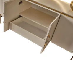 Casa Padrino Luxus Sideboard Weiß / Gold 210 x 52 x H. 78 cm - Edler Massivholz Schrank mit 4 Türen - Luxus Möbel