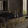 Casa Padrino Luxus Sideboard Matt Schwarz / Gold 220 x 45 x H. 75 cm - Edler Massivholz Schrank mit 4 Türen - Luxus Möbel - Luxus Qualität