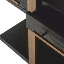 Casa Padrino Luxus Sideboard Schwarz / Antik Messing 180 cm - Luxus Möbel