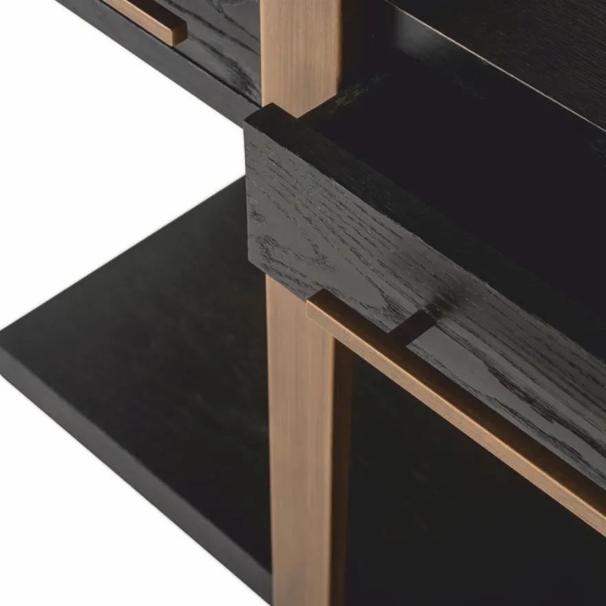 Casa Padrino Luxus Sideboard Schwarz / Antik Messing 180 cm - Luxus Möbel