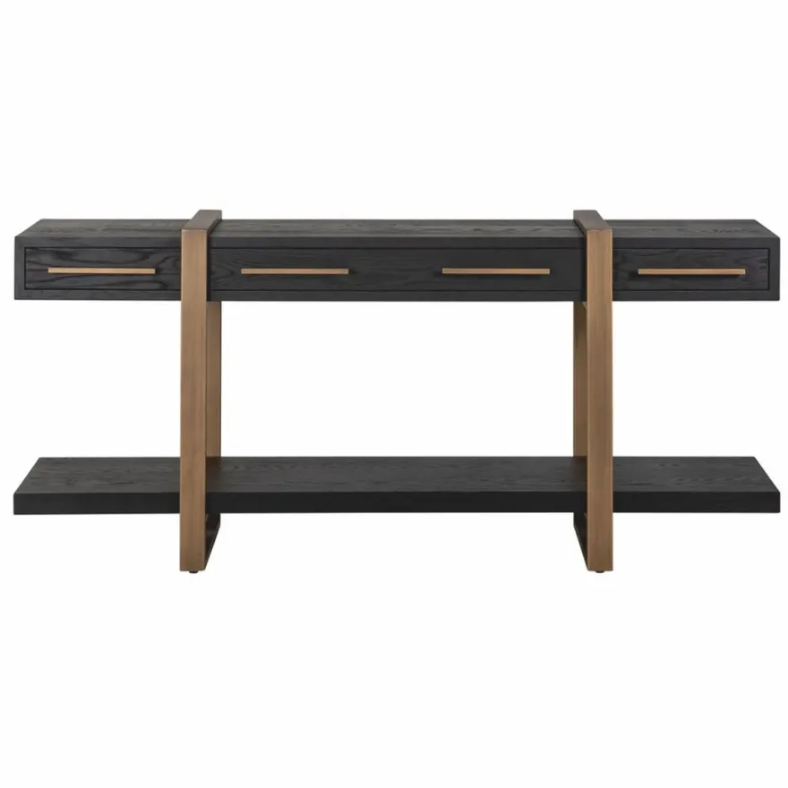 Casa Padrino Luxus Sideboard Schwarz / Antik Messing 180 cm - Luxus Möbel