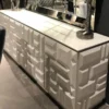 Casa Padrino Luxus Sideboard Weiß / Silber 220 x 45 x H. 75 cm - Edler Massivholz Schrank mit 4 Türen - Luxus Möbel - Luxus Qualität