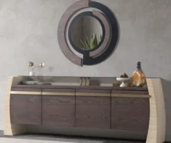 Casa Padrino Luxus Sideboard mit 4 Türen und rundem Wandspiegel - Luxus Möbel