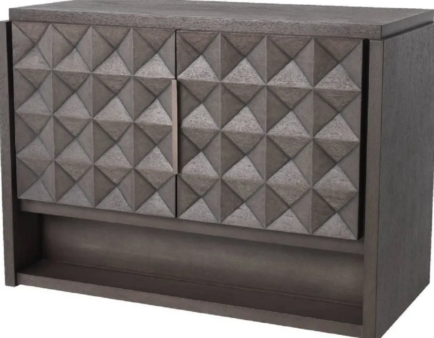 Casa Padrino Luxus Sideboard Mokkafarben / Bronze 115 x 56 x H. 83 cm - Massivholz Schrank mit 2 Türen und 3D Effekt in den Fronten - Luxus Möbel