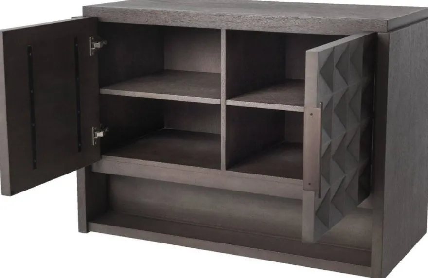 Casa Padrino Luxus Sideboard Mokkafarben / Bronze 115 x 56 x H. 83 cm - Massivholz Schrank mit 2 Türen und 3D Effekt in den Fronten - Luxus Möbel
