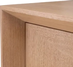 Casa Padrino Luxus Sideboard Naturfarben / Messing 180 x 50 x H. 80,5 cm - Eichenfurnier Schrank mit 4 Türen - Luxus Möbel - Hotel Möbel - Luxus Einrichtung