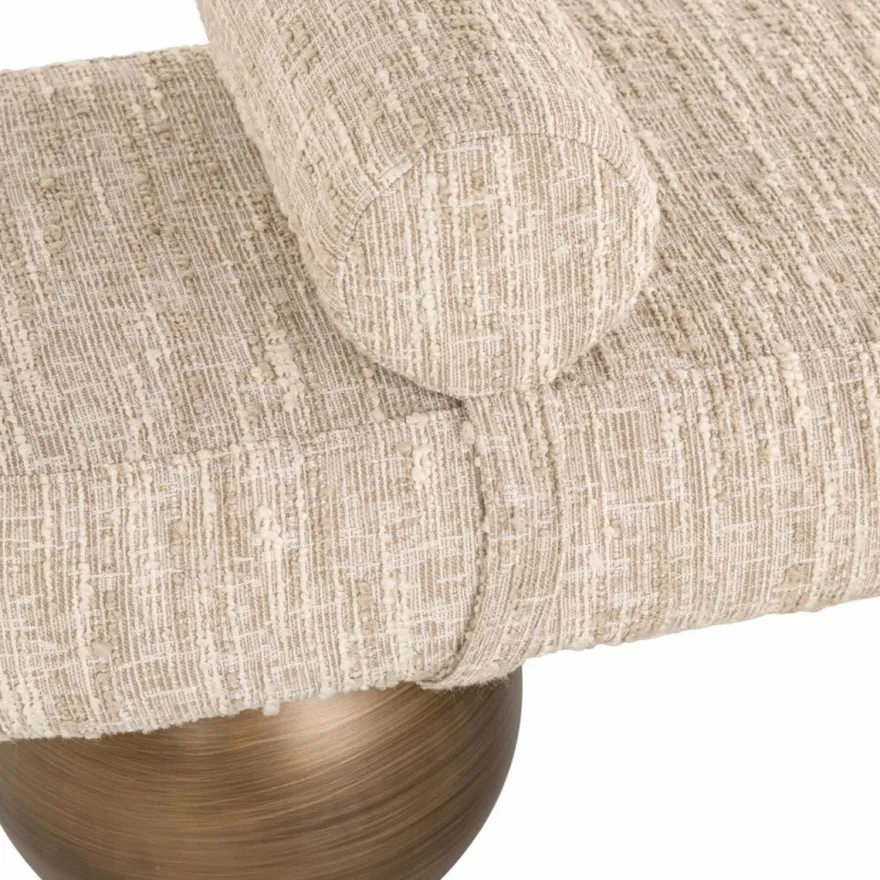 Casa Padrino Luxus Sitzbank Beige / Braun 148 cm - Luxus Hotel Möbel