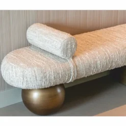 Casa Padrino Luxus Sitzbank Beige / Braun 148 cm - Luxus Hotel Möbel