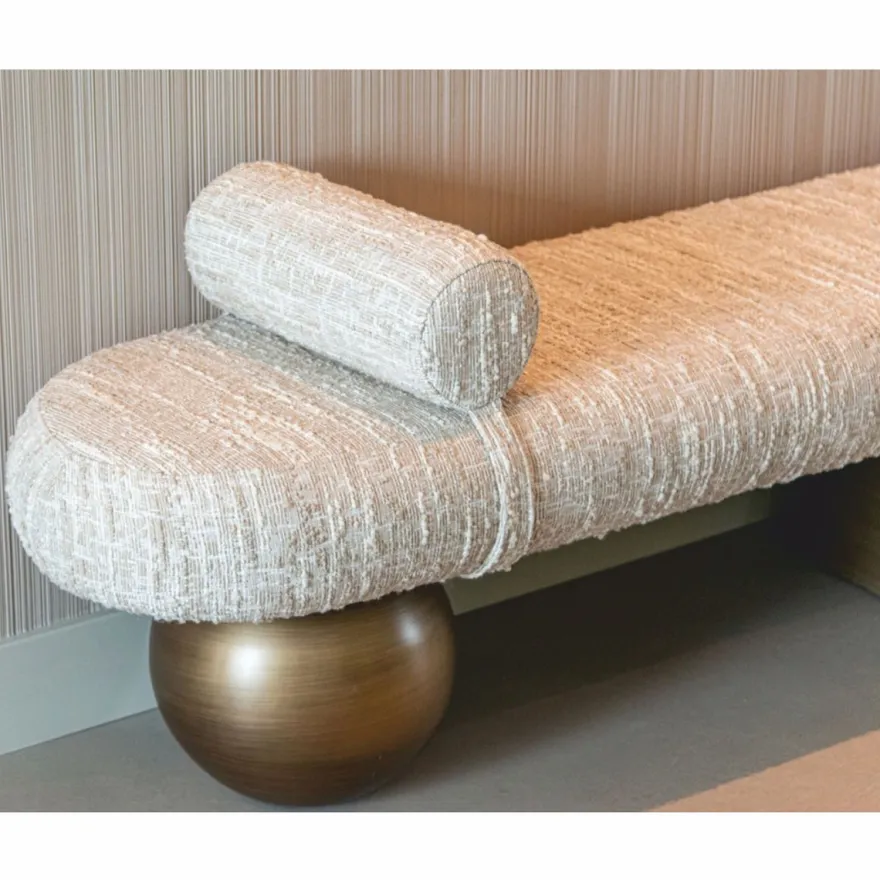 Casa Padrino Luxus Sitzbank Beige / Braun 148 cm - Luxus Hotel Möbel