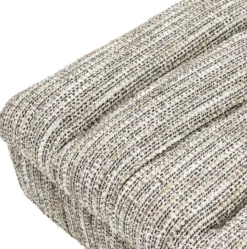 Casa Padrino Luxus Sitzbank Beige / Schwarz / Messingfarben 68 x 50 x H. 45 cm - Gepolsterte Massivholz Bank - Wohnzimmer Möbel - Hotel Möbel - Luxus Kollektion