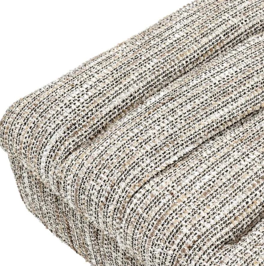 Casa Padrino Luxus Sitzbank Beige / Schwarz / Messingfarben 68 x 50 x H. 45 cm - Gepolsterte Massivholz Bank - Wohnzimmer Möbel - Hotel Möbel - Luxus Kollektion