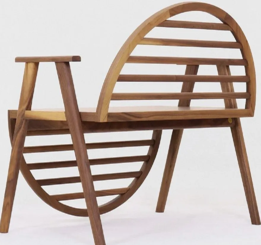 Casa Padrino Luxus Sitzbank Braun 86 x 58 x H. 81 cm - Massivholz Bank mit Armlehnen - Garten Terrassen Gastronomie Möbel