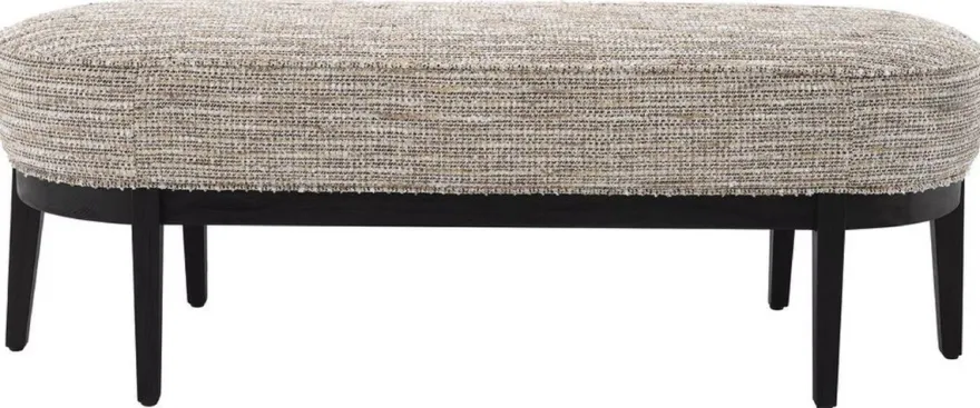 Casa Padrino Luxus Sitzbank Beige / Schwarz 132 x 45 x H. 47 cm - Gepolsterte Wohnzimmer Bank - Wohnzimmer Möbel - Hotel Möbel - Luxus Kollektion