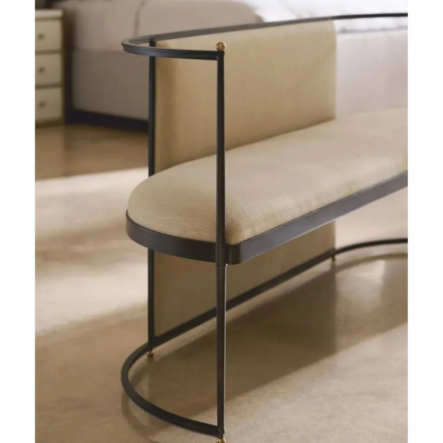 Casa Padrino Luxus Sitzbank Beige / Bronze / Gold 170 cm - Wohnzimmer & Hotel Möbel