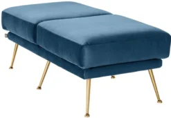 Casa Padrino Luxus Sitzbank Blau / Messingfarben 125 x 58 x H. 45 cm - Designermöbel