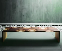 Casa Padrino Luxus Sitzbank Braun / Naturfarben 200 cm - Made in Italy