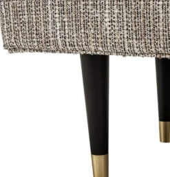 Casa Padrino Luxus Sitzbank Beige / Schwarz / Messingfarben 134 x 50 x H. 45 cm - Gepolsterte Massivholz Bank - Wohnzimmer Möbel - Hotel Möbel - Luxus Kollektion