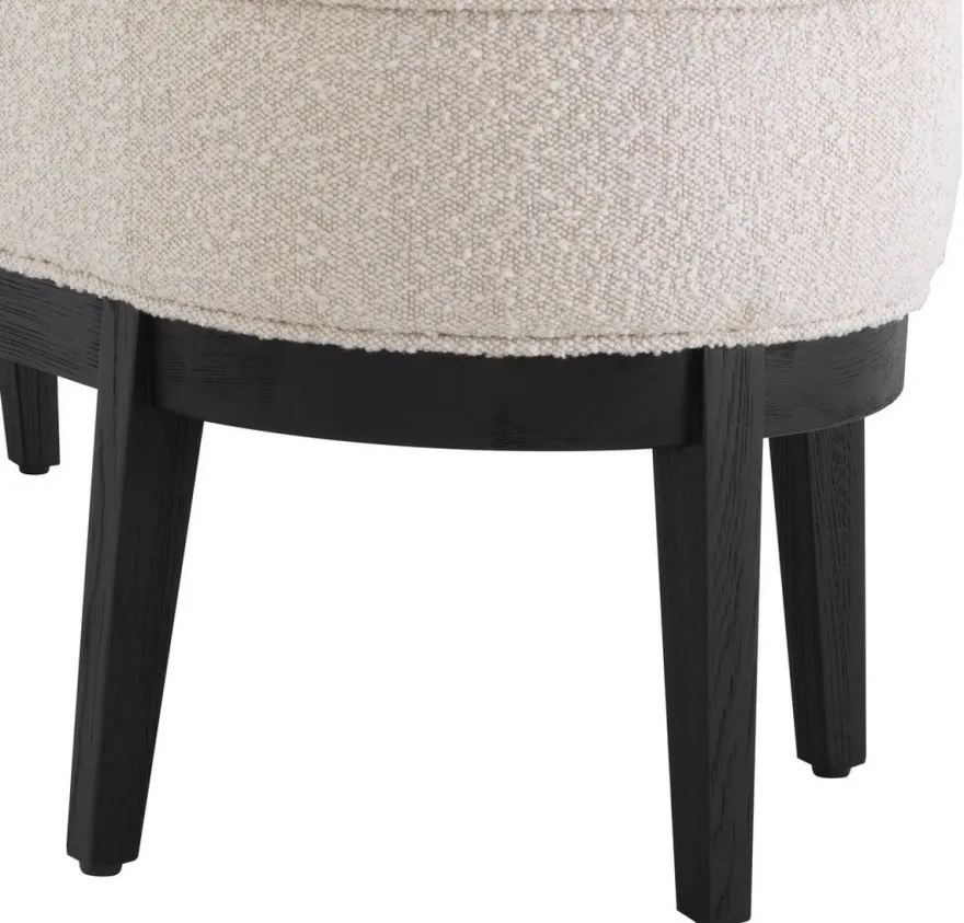 Casa Padrino Luxus Sitzbank Cremefarben / Schwarz 132 x 45 x H. 47 cm - Gepolsterte Wohnzimmer Bank - Wohnzimmer Möbel - Hotel Möbel - Luxus Kollektion
