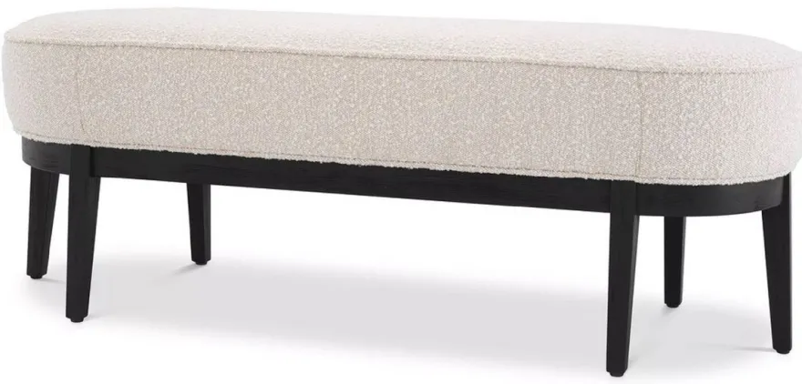 Casa Padrino Luxus Sitzbank Cremefarben / Schwarz 132 x 45 x H. 47 cm - Gepolsterte Wohnzimmer Bank - Wohnzimmer Möbel - Hotel Möbel - Luxus Kollektion