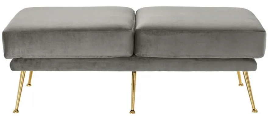 Casa Padrino Luxus Sitzbank Grau / Messingfarben 125 x 58 x H. 45 cm - Designermöbel