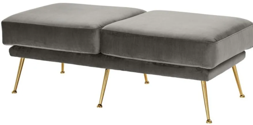 Casa Padrino Luxus Sitzbank Grau / Messingfarben 125 x 58 x H. 45 cm - Designermöbel