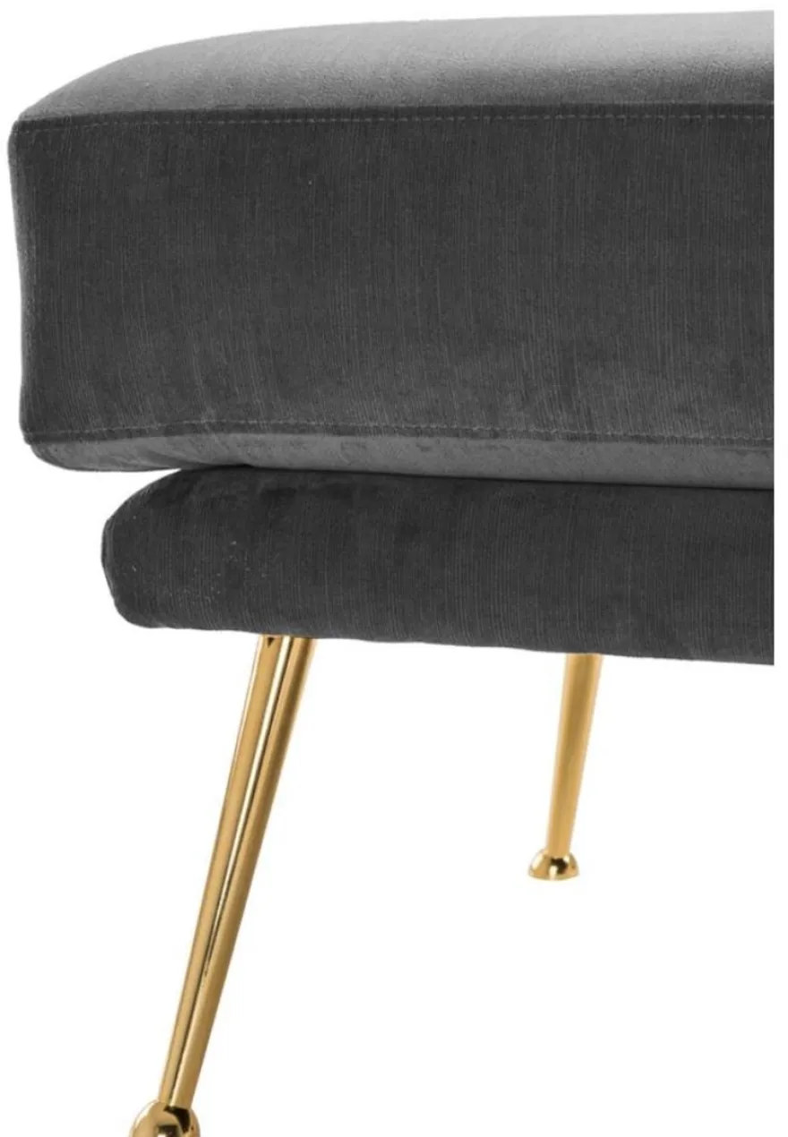 Casa Padrino Luxus Sitzbank Grau / Messingfarben 125 x 58 x H. 45 cm - Designermöbel